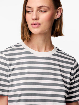 RIA STRIPE TEE - GREY/BRIGHT WHITE
