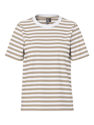 RIA STRIPE TEE - SILVER MINK/BRIGHT WHITE