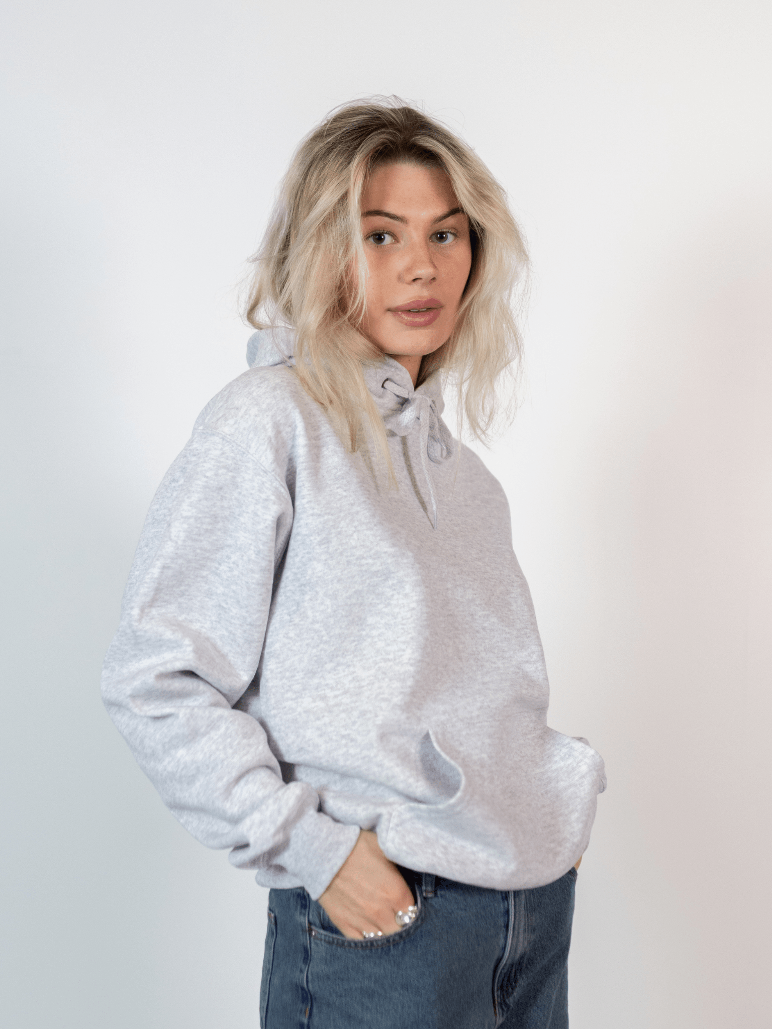 PLANET DISCO (pink) HOODIE (back print) - GREY