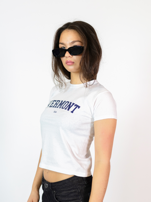 VERMONT (navy), BABY TEE - WHITE