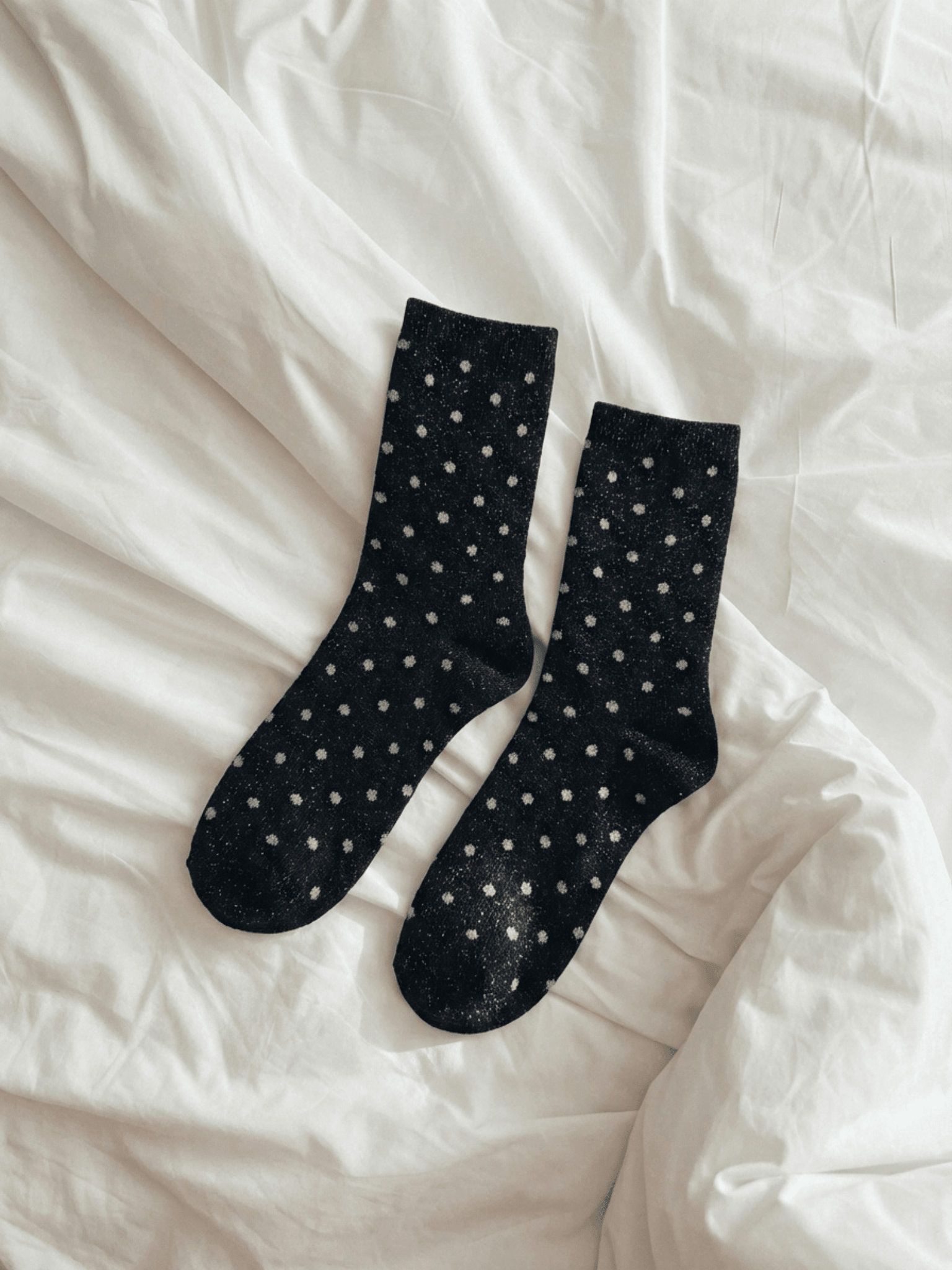 SEBBY GLITTER SOCKS - BLACK / SILVER DOTS