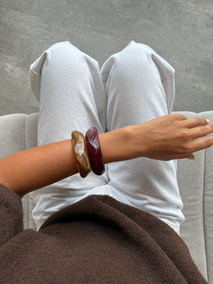 2-PACK BRACELET - BORDEAUX/GOLDEN BROWN