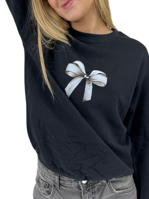 BOW (hvid) SWEATSHIRT - SORT