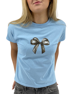 BOW (black), BABY TEE - LIGHT BLUE