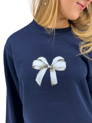 BOW (hvid) SWEATSHIRT - NAVY