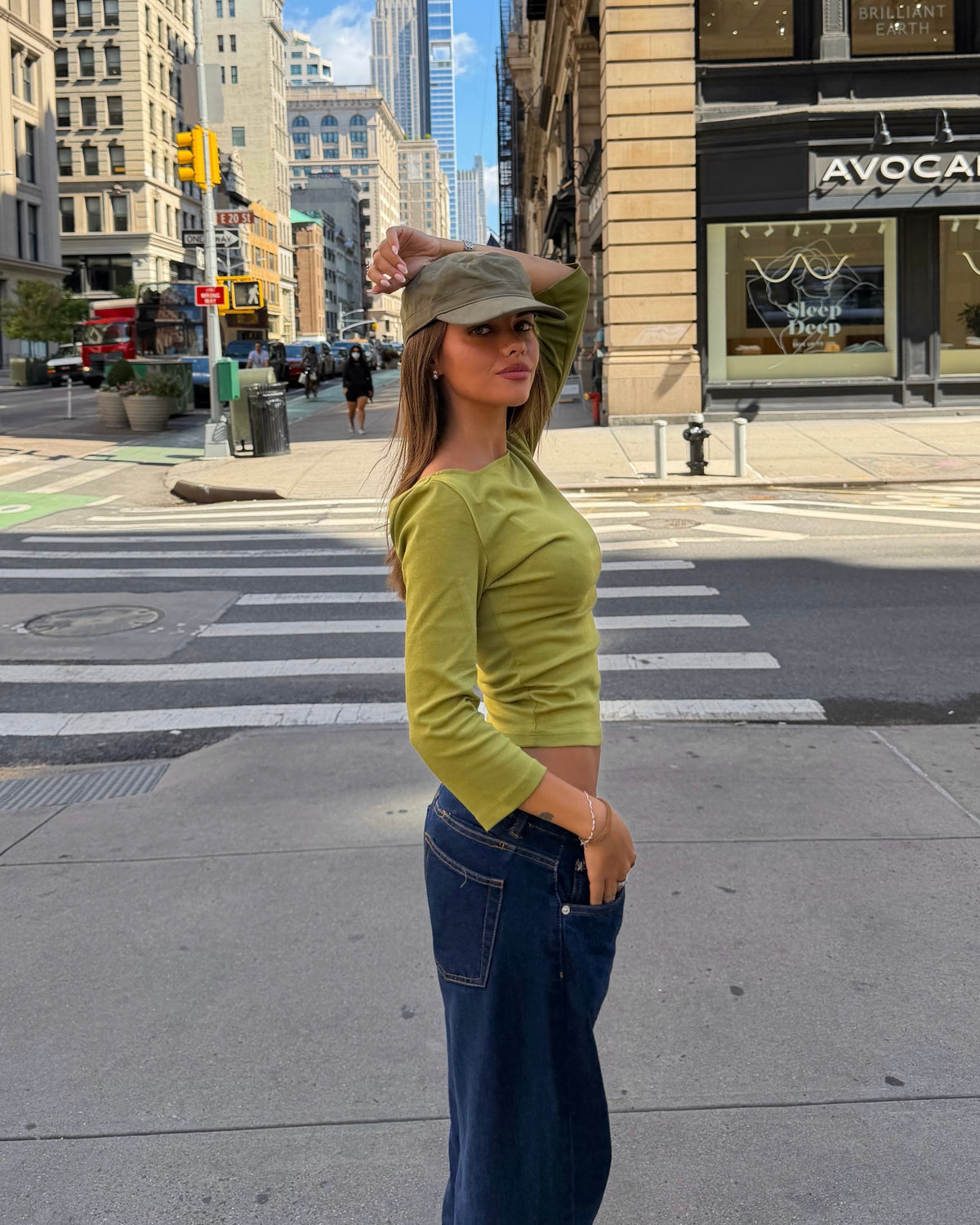 ASTRID 3/4 TOP - MATCHA GREEN - Dinvintageshop
