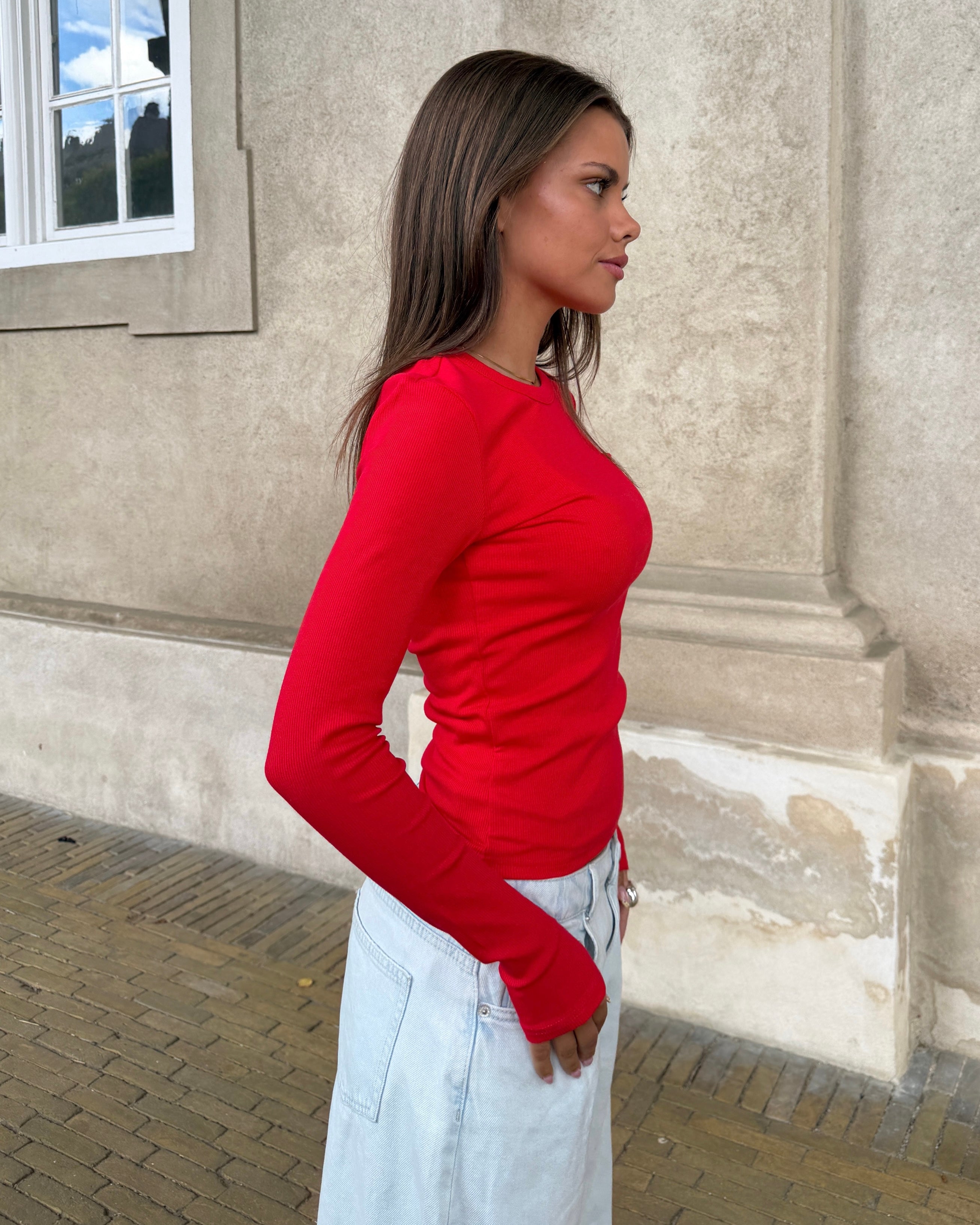 THEA LONG SLEEVE T-SHIRT - PINK/WHITE