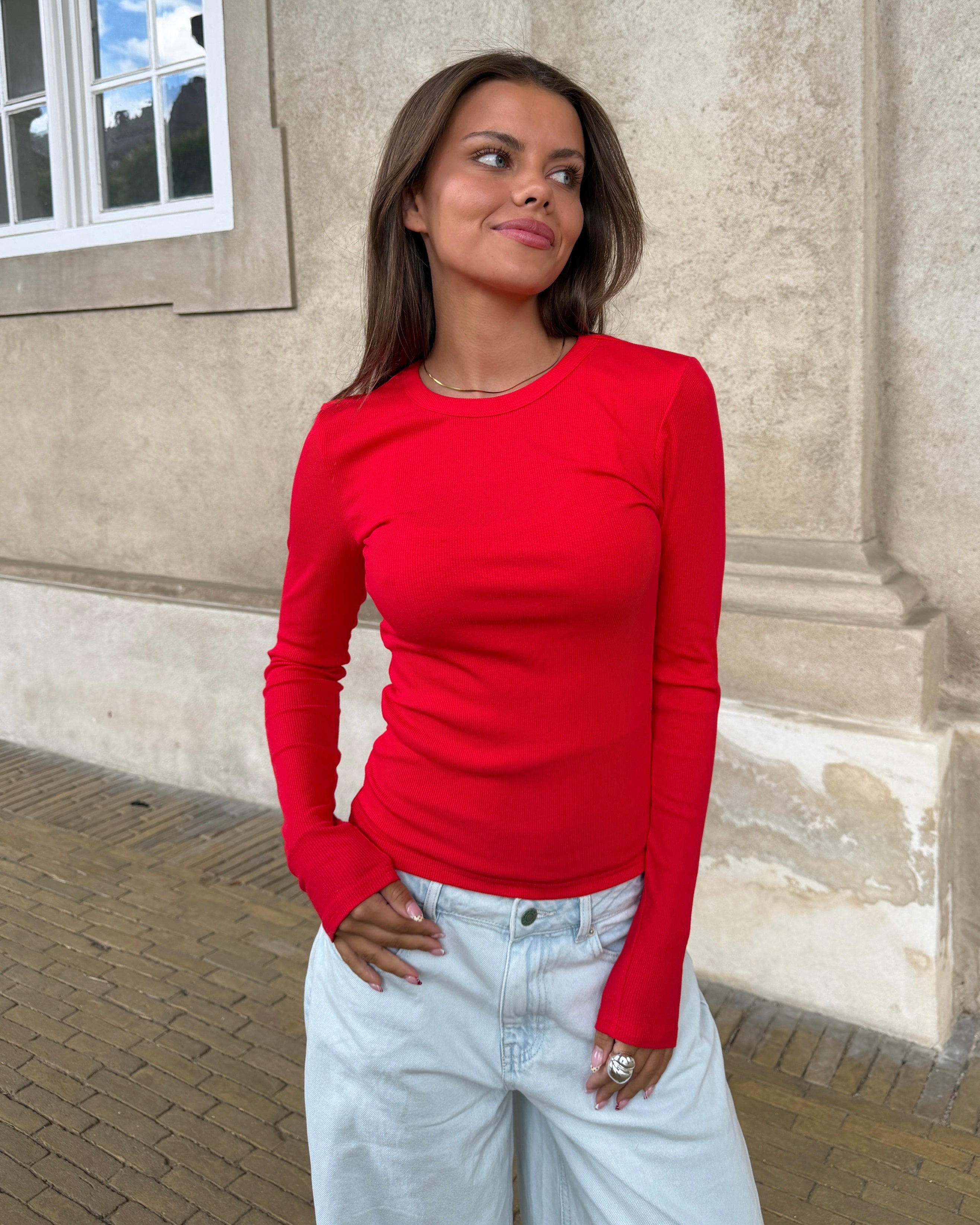 THEA LONG SLEEVE T-SHIRT - PINK/WHITE