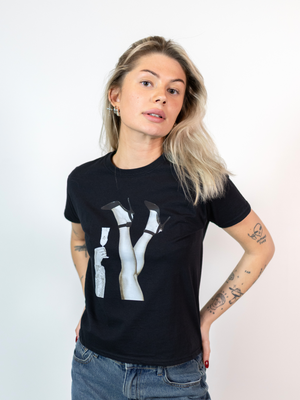 CHAMPAGNE, BABY TEE - BLACK