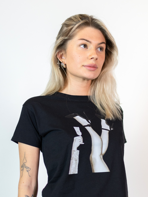 CHAMPAGNE, BABY TEE - BLACK