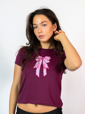 DOLLED UP (pink), BABY TEE - BORDEAUX