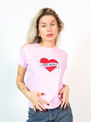 HEART BREAKER, BABY TEE - LYSERØD