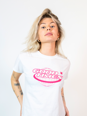 GOOD TIMES, BABY TEE - WHITE