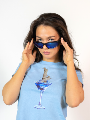 GLAM DRINK, BABY TEE - LIGHT BLUE