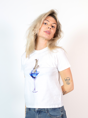 GLAM DRINK, BABY TEE - WHITE