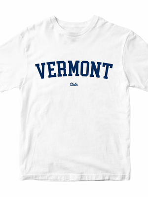 VERMONT (navy), BABY TEE - WHITE