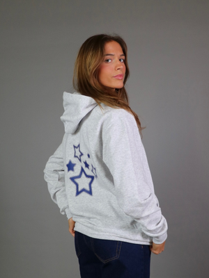 PIXEL STARS HOODIE (rygprint) - GRÅ