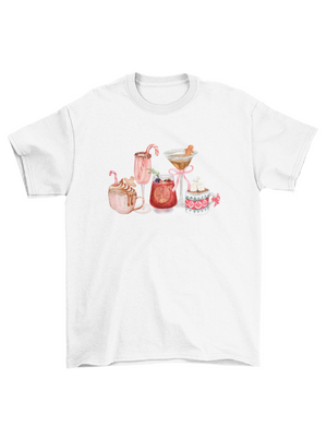 FESTIVE DRINKS T-SHIRT - HVID