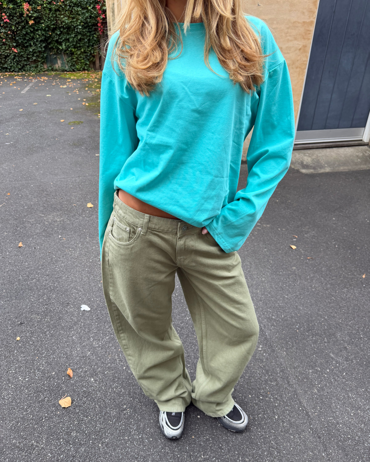 ESTHER JEANS - GREEN - Dinvintageshop