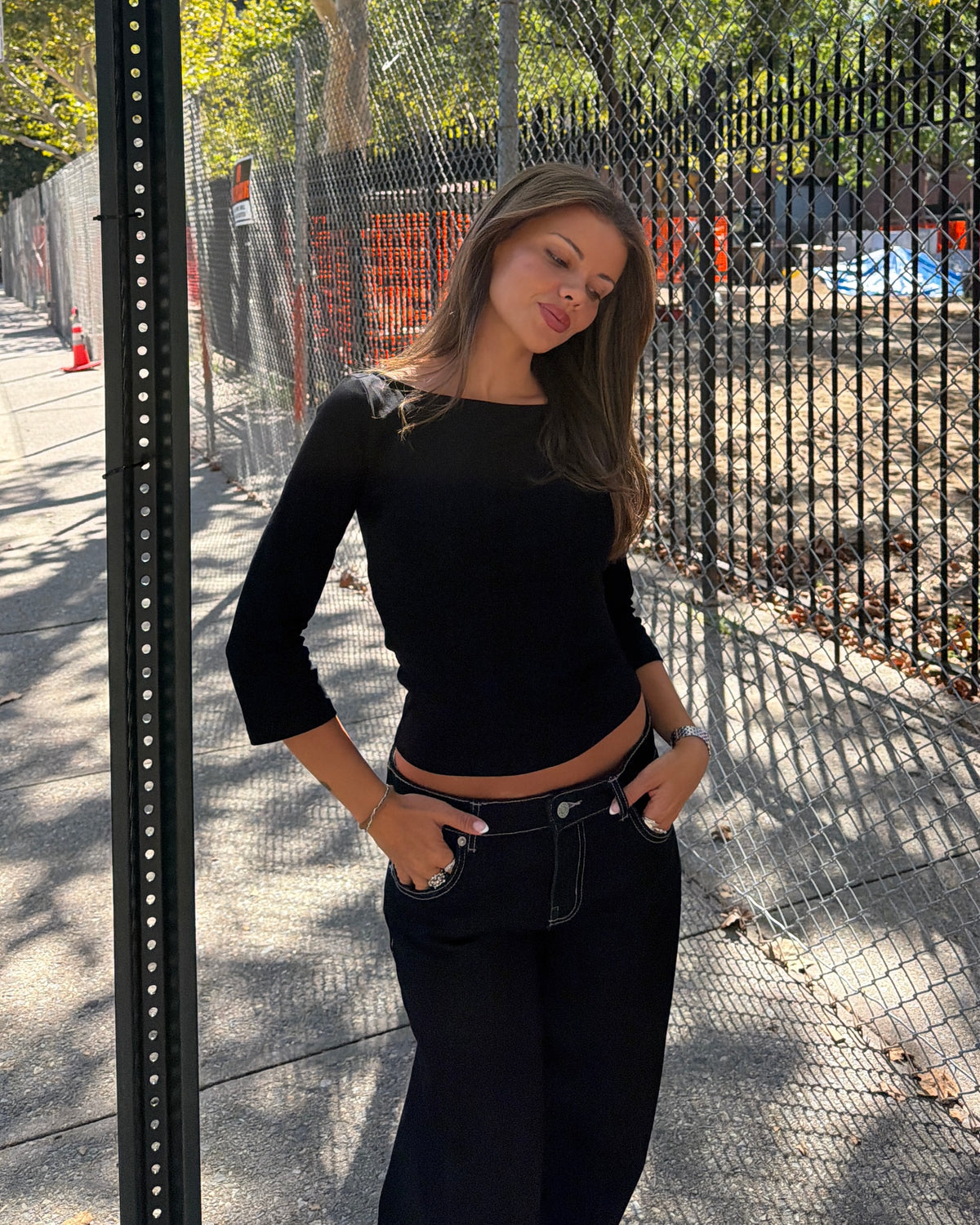 ASTRID 3/4 TOP - BLACK - Dinvintageshop