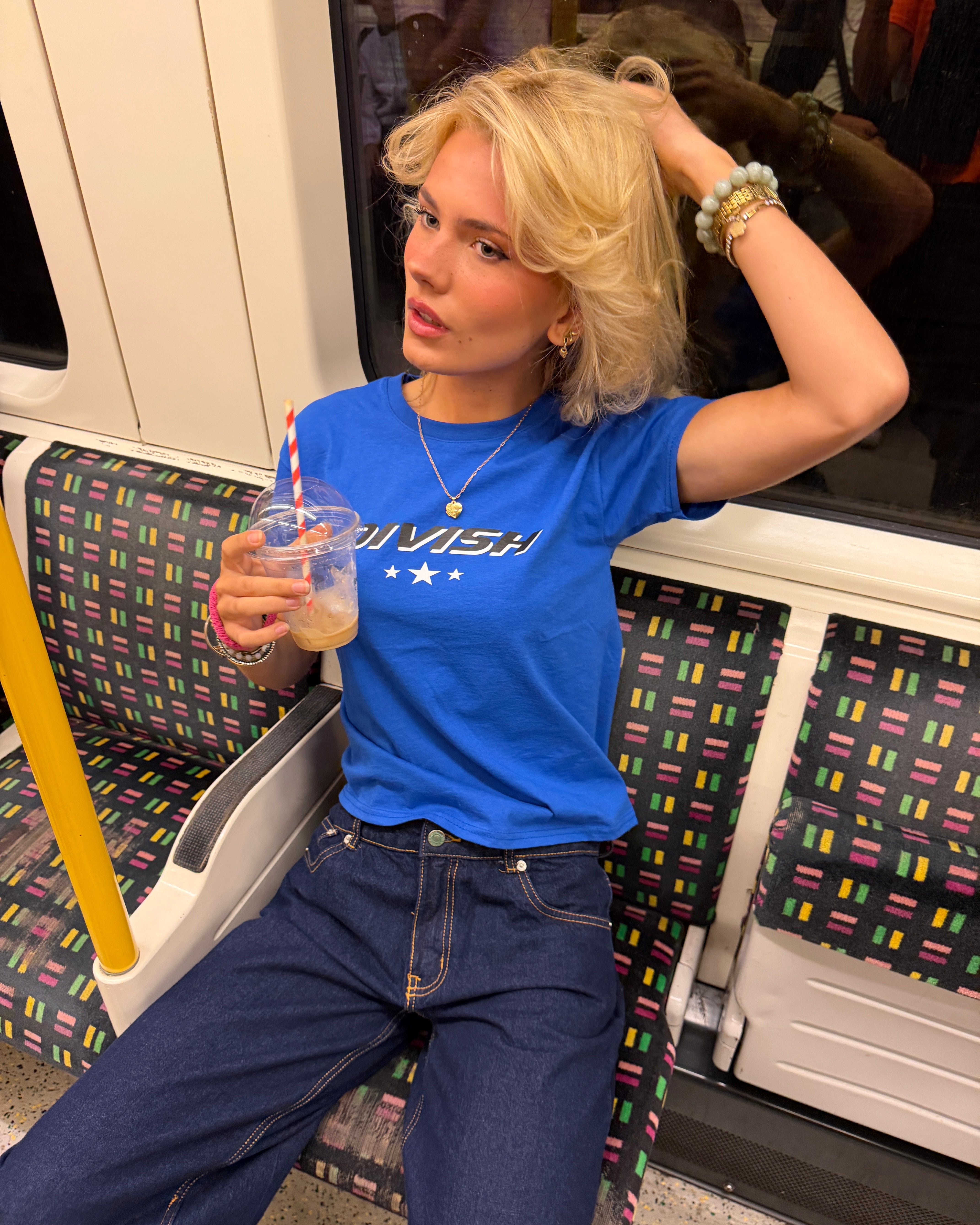 BLUE DRINK  BABY TEE - NAVY