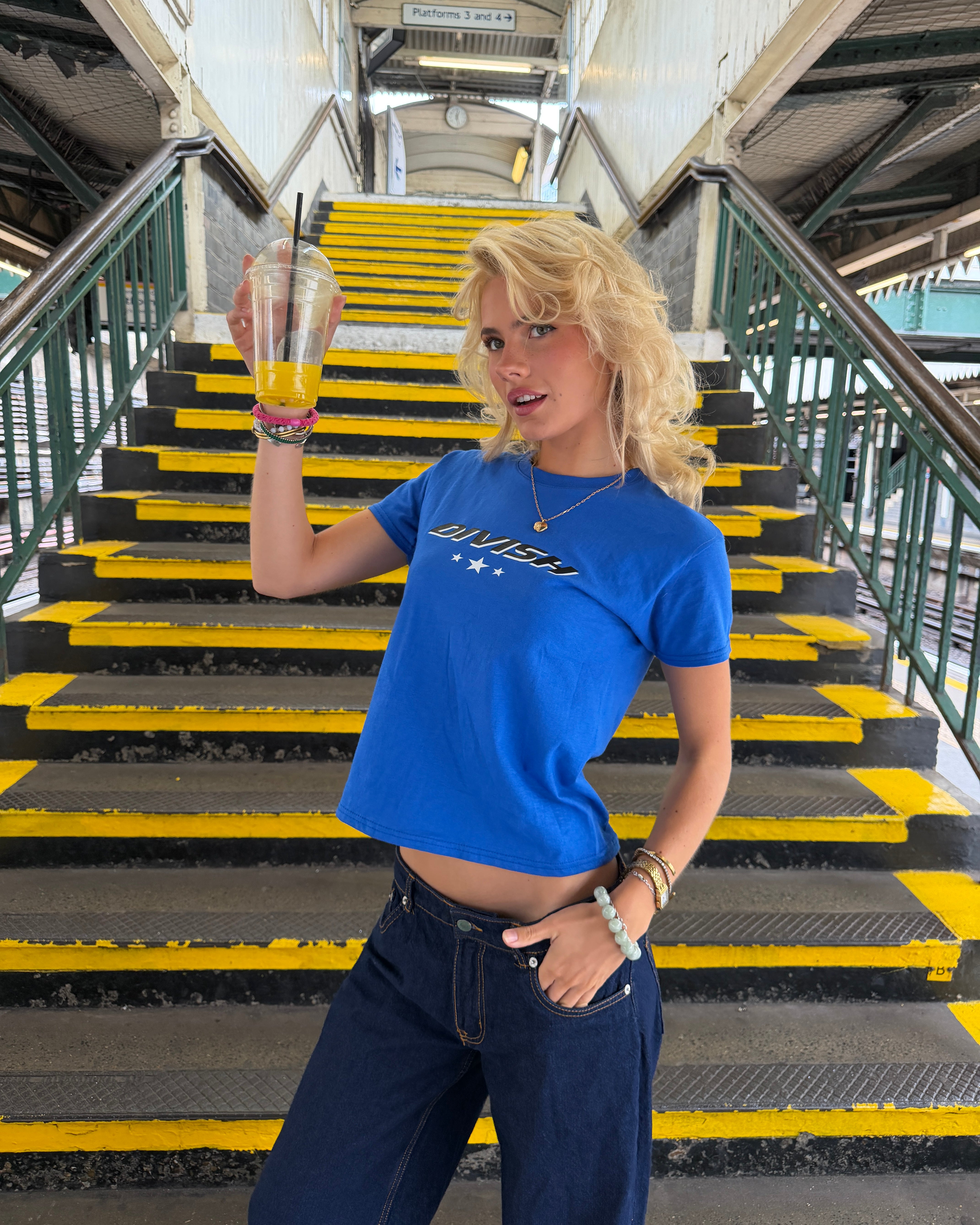 BLUE DRINK  BABY TEE - NAVY