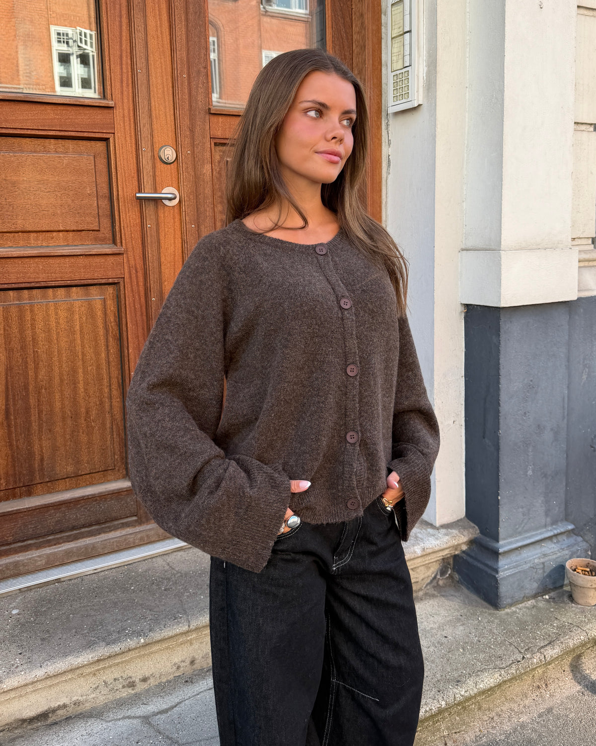 SADIE CARDIGAN - DARK BROWN - Dinvintageshop