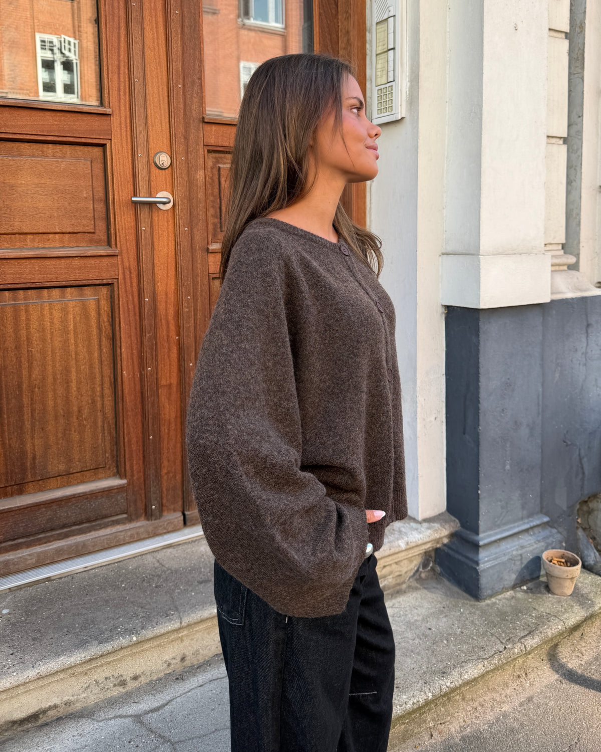 SADIE CARDIGAN - DARK BROWN - Dinvintageshop