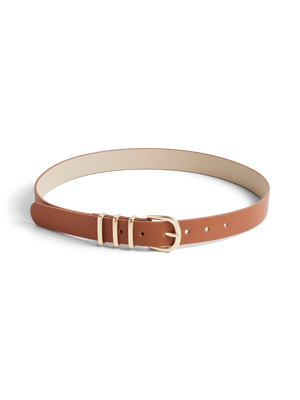 LEA BELT - COGNAC/GOLD