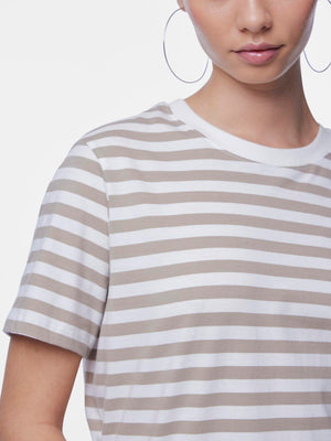 RIA STRIPE TEE - SILVER MINK/BRIGHT WHITE