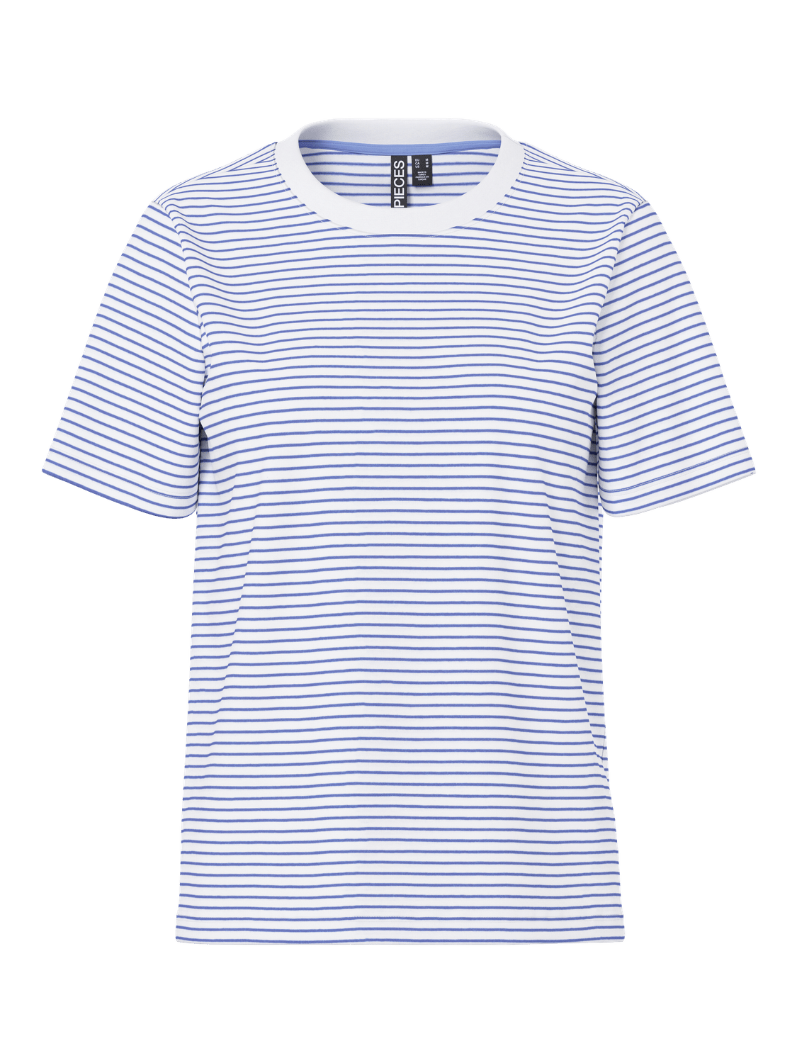RIA SMALL STRIPE TEE - BRIGHT WHITE/HYDRANGEA - fra Dinvintageshop
