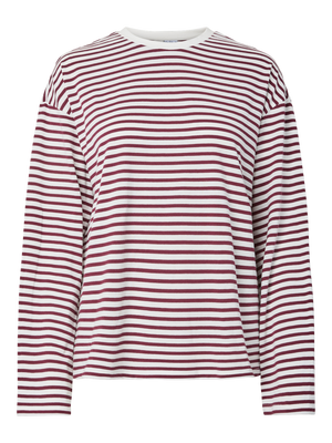 SADIE STRIPE TEE LS - CLOUD DANCER / TAWNEY PORT