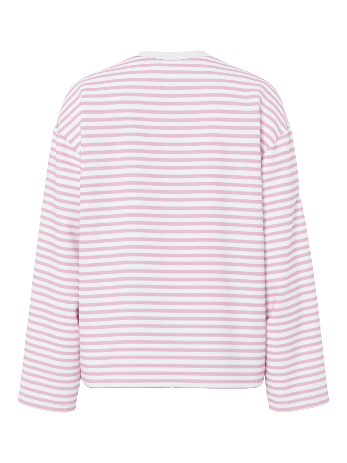 SADIE STRIPE TEE LS - BRIGHT WHITE/ROSEATE SPOONBILL