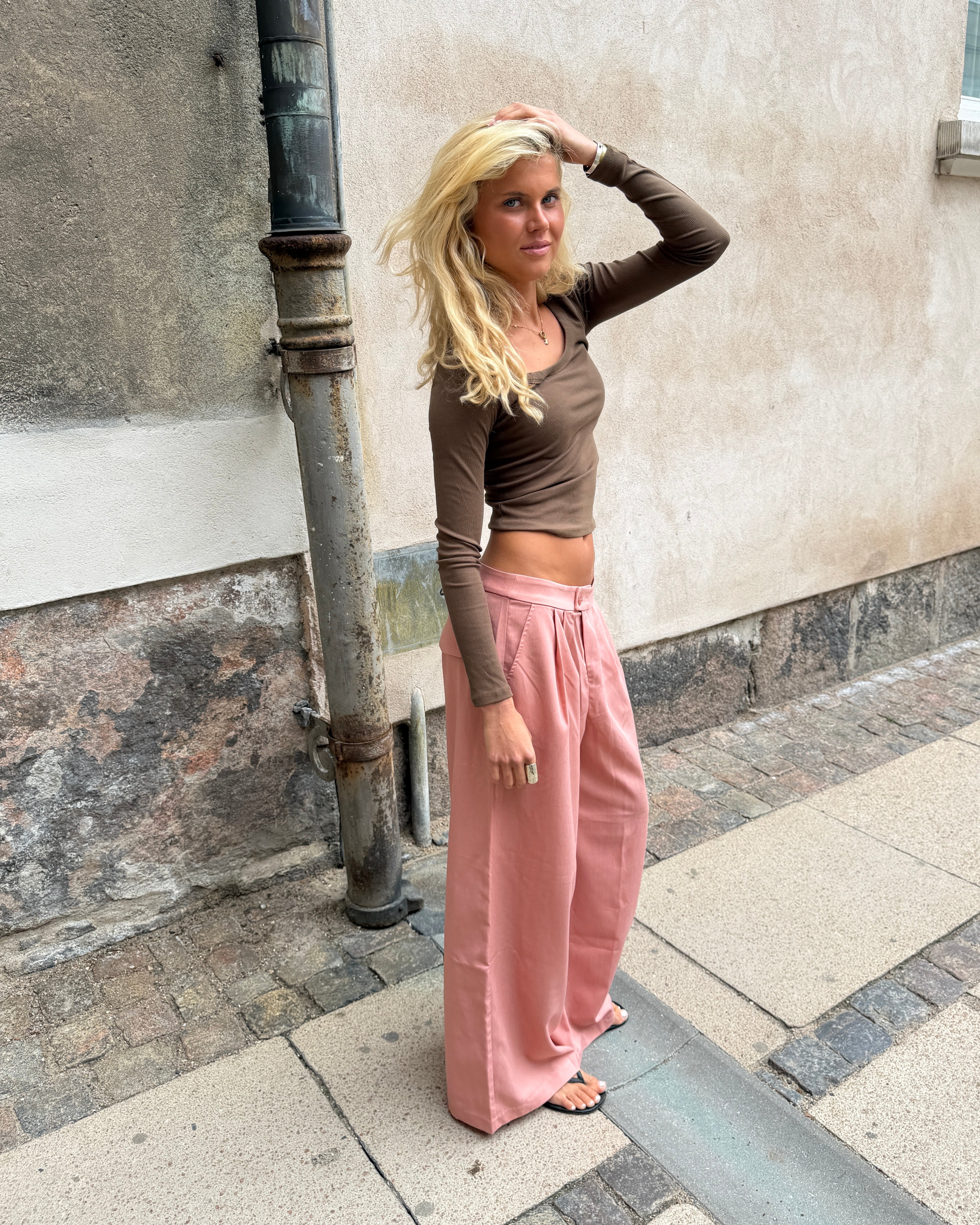 AGNES BAGGY SUIT PANT - BLUSH - Dinvintageshop