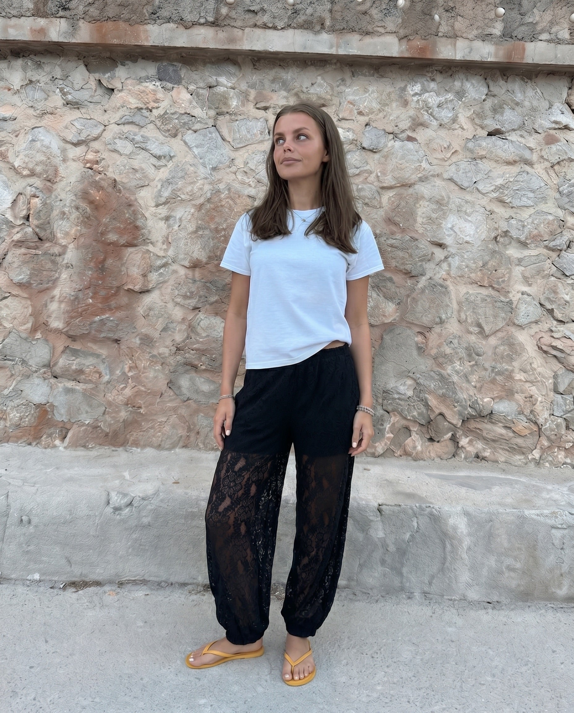 ALINE BALLOON LACE PANTS - Black - Dinvintageshop