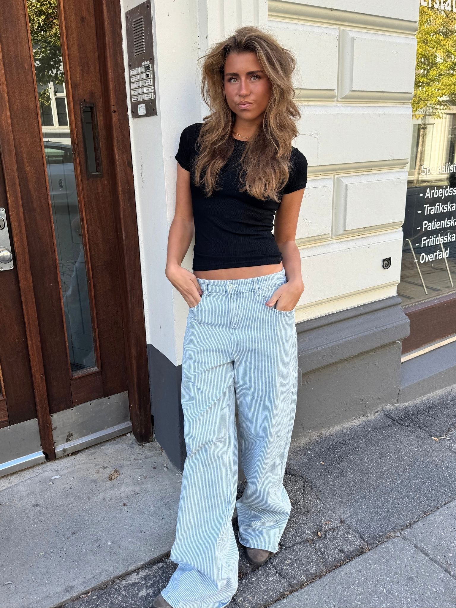 ALMA JEANS - LIGHT STRIPE (MIDWAIST) - Dinvintageshop