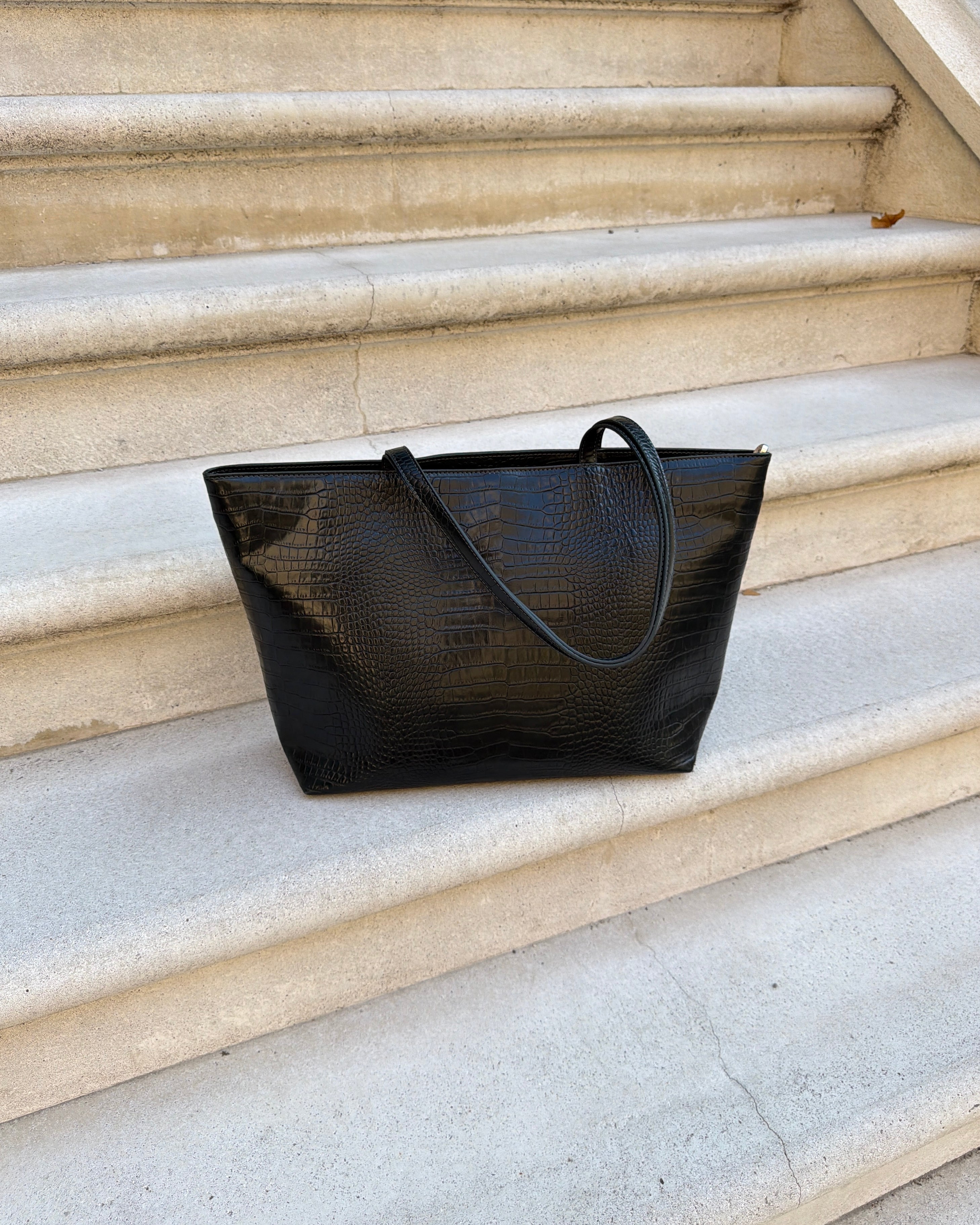 AMY CROC BAG - BLACK - Dinvintageshop