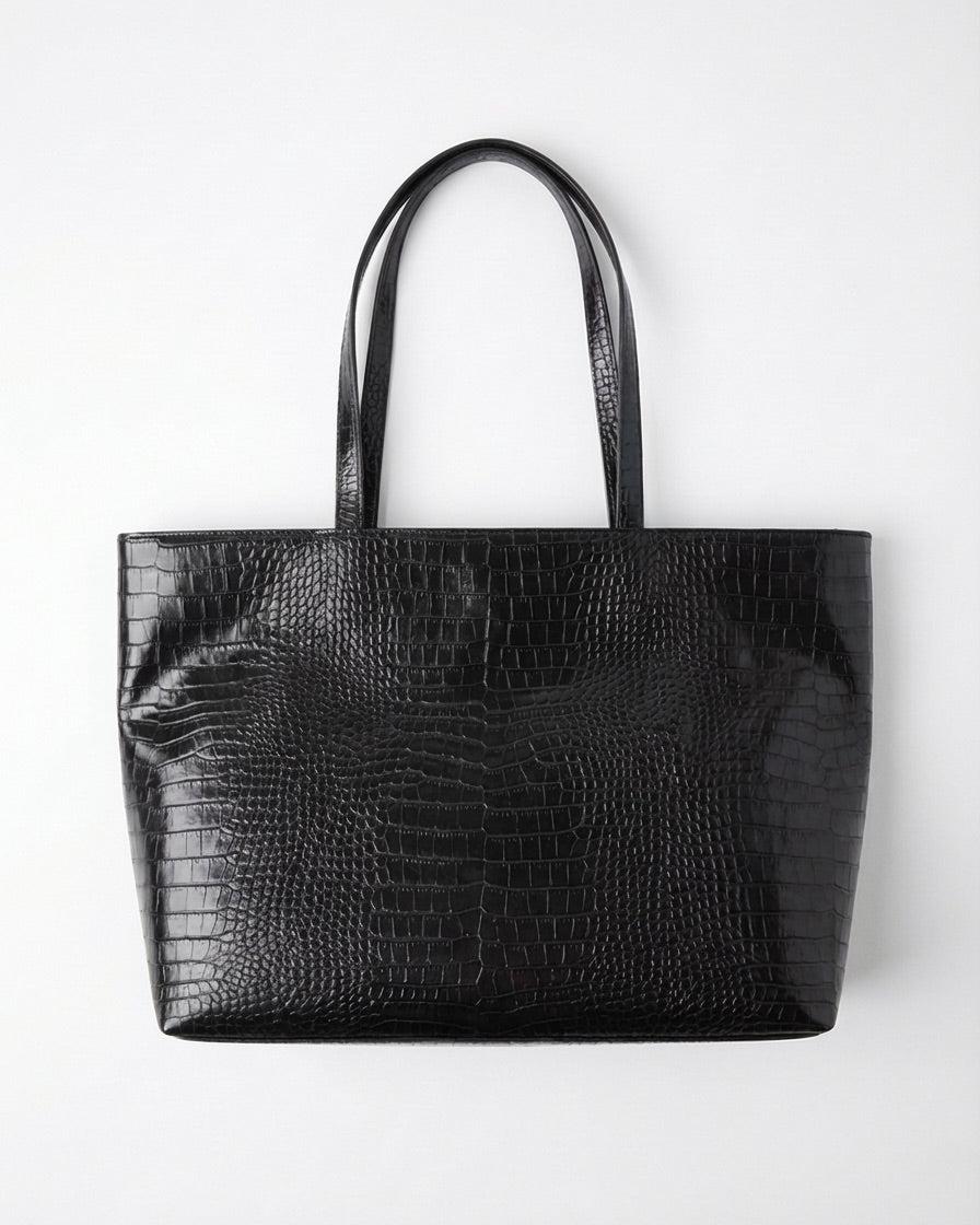 AMY CROC BAG - BLACK - Dinvintageshop
