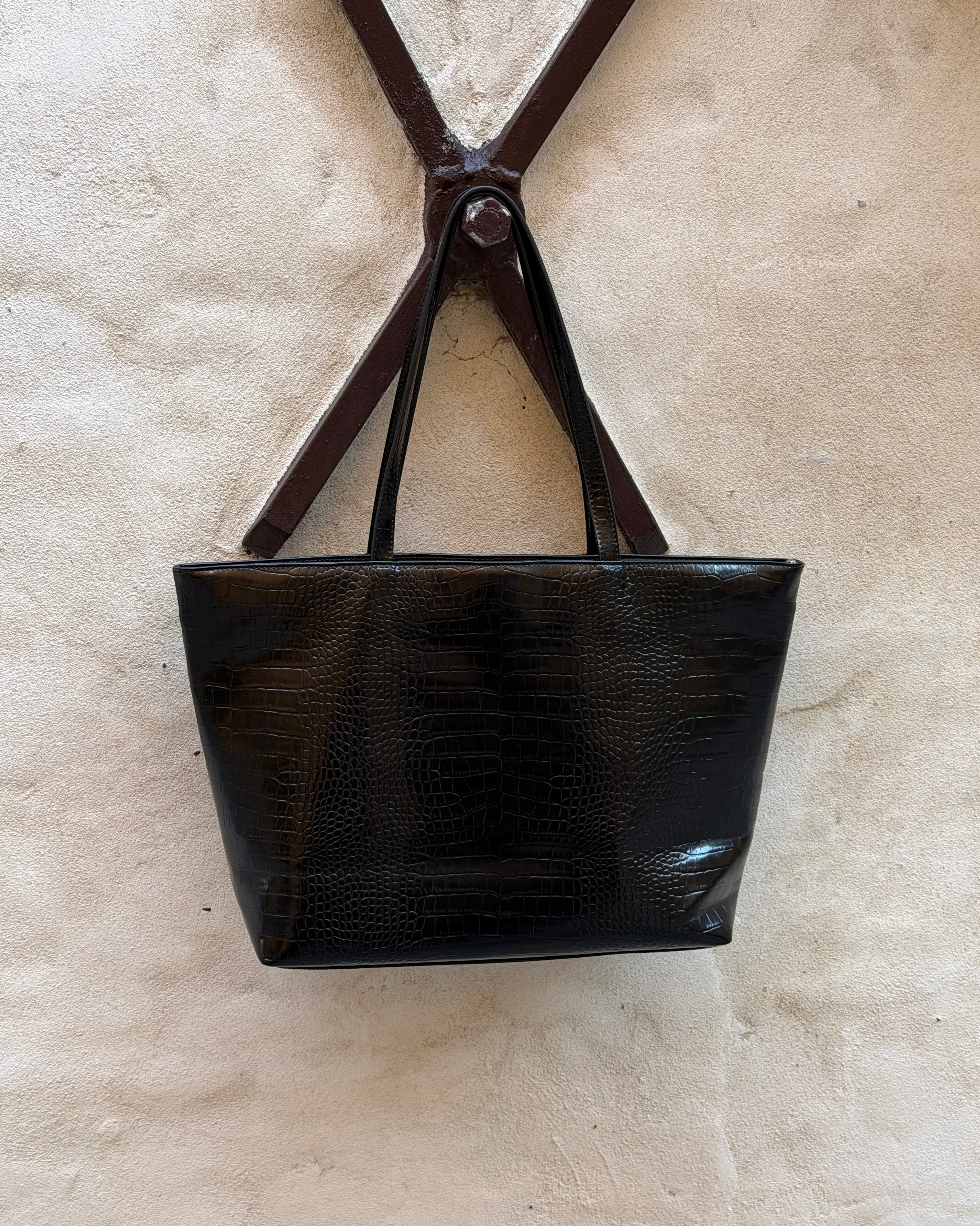 AMY CROC BAG - BLACK - Dinvintageshop