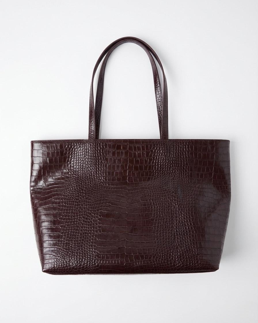 AMY CROC BAG - BROWN - Dinvintageshop