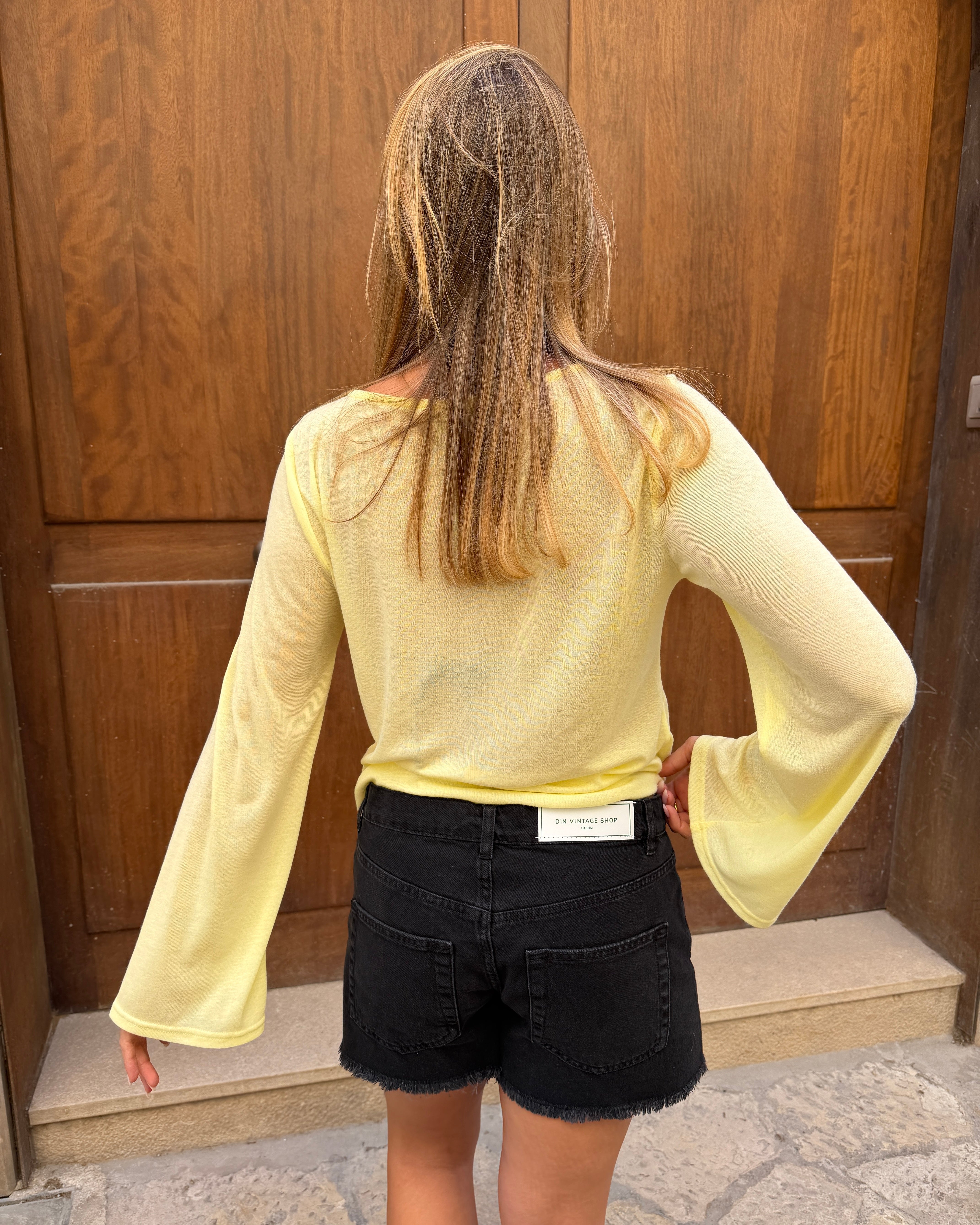 ANEMONE WIDESLEEVE TOP - BUTTER YELLOW - Dinvintageshop