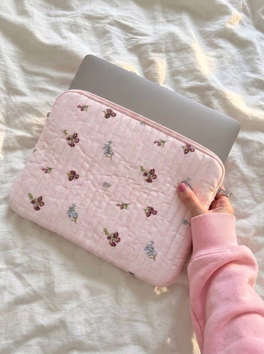 ANNA COMPUTER SLEEVE - LIGHT LIAC FLOWERS - Dinvintageshop