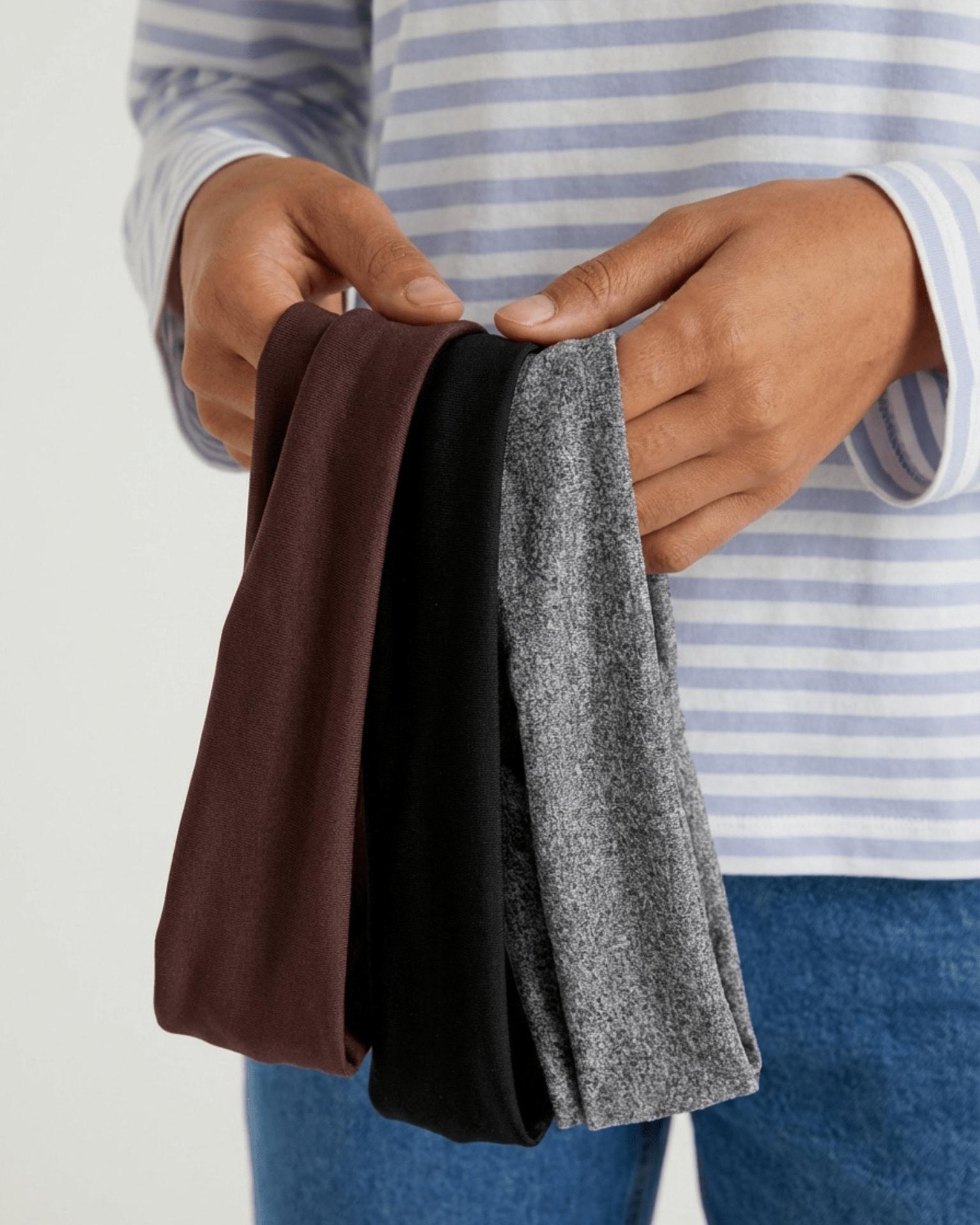 ANNE HÅRBÅND (3-Pack) - BLACK/BROWN/DARK GREY
