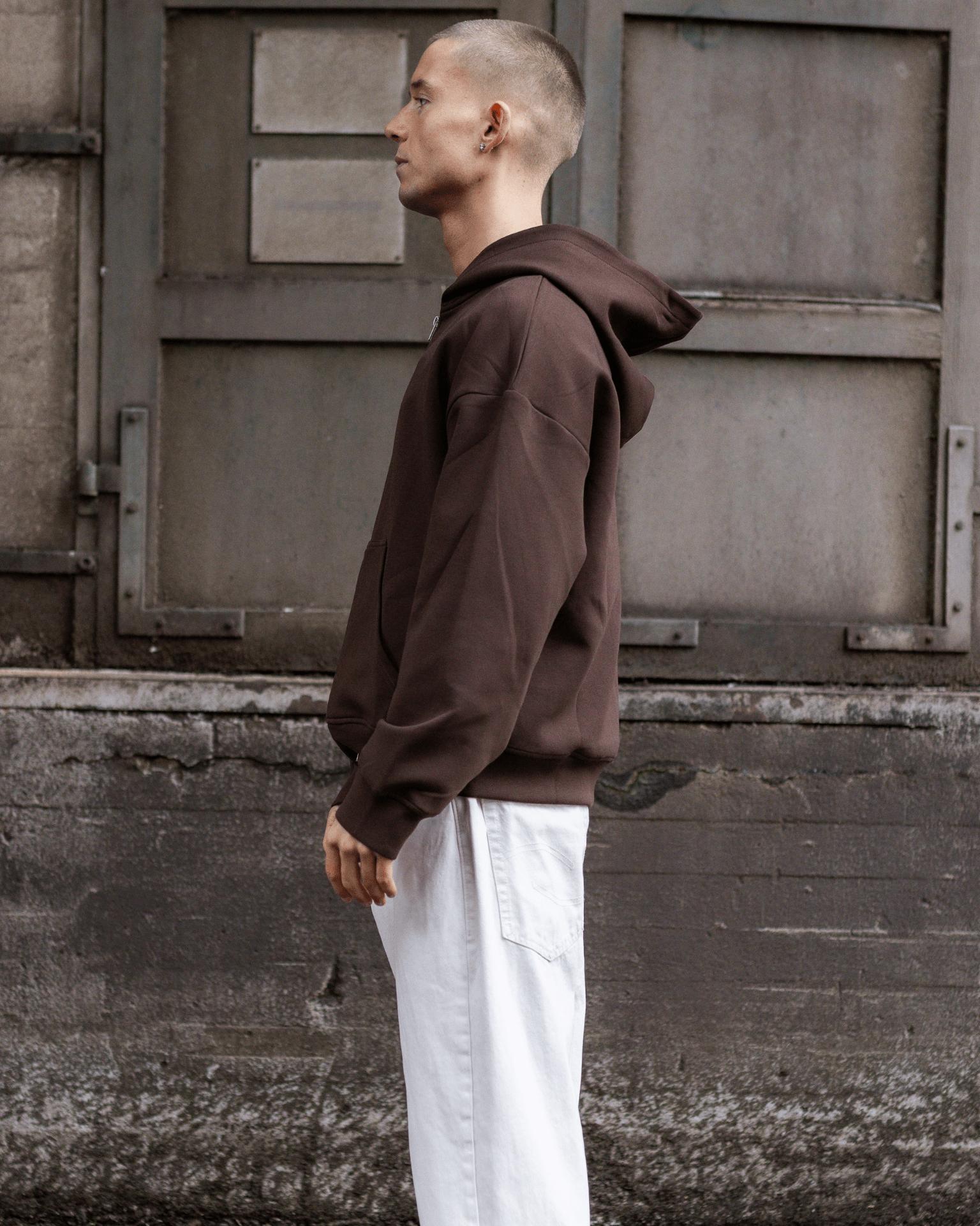 ASH SCUBA ZIP HOODIE - BROWN