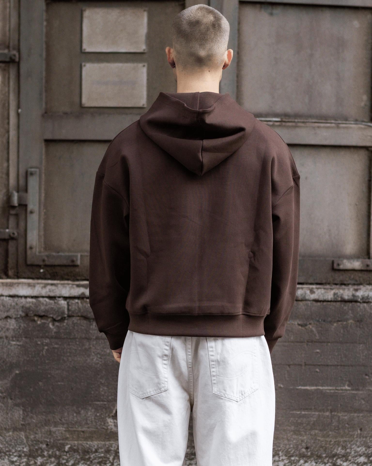 ASH SCUBA ZIP HOODIE - BROWN