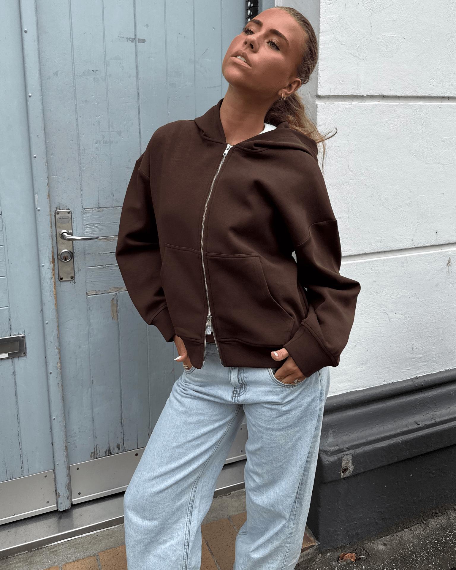 ASH SCUBA ZIP HOODIE - BROWN