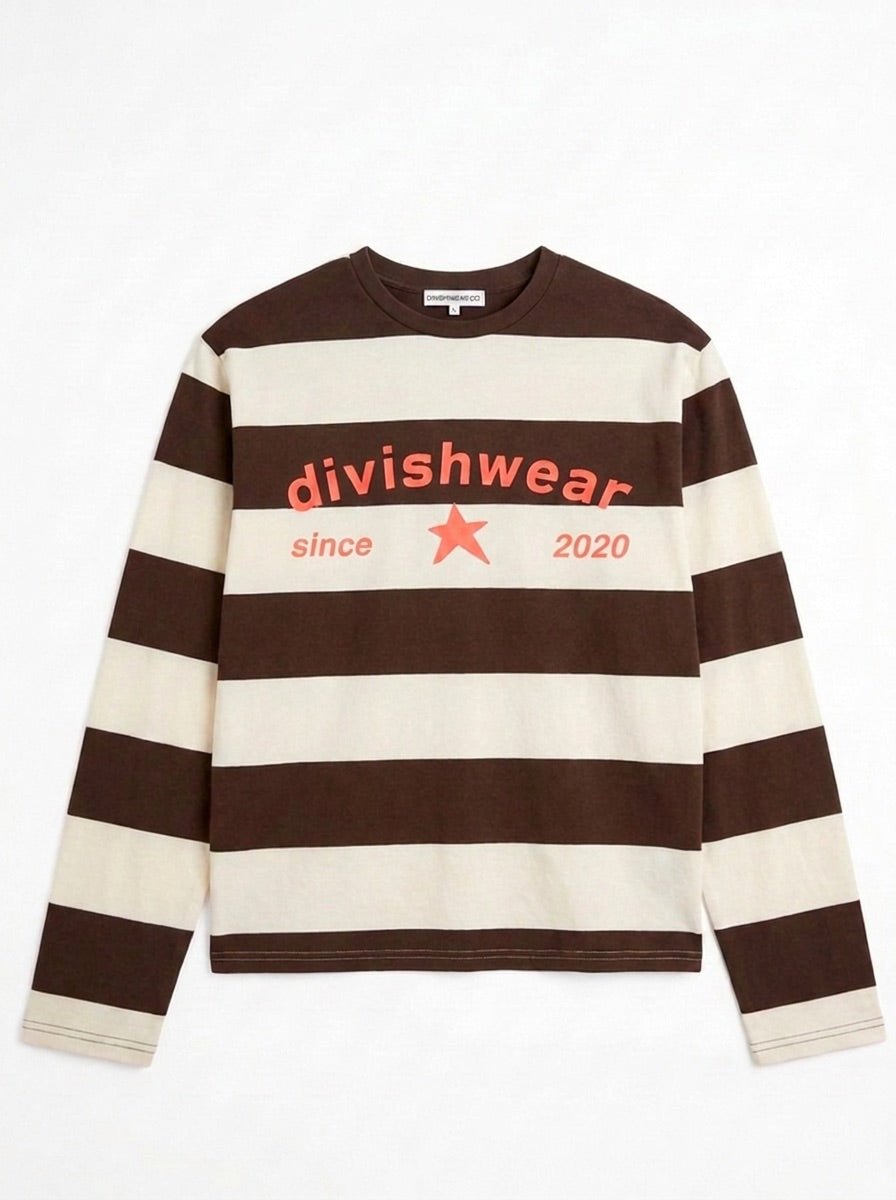 DAGMAR STRIPE TEE - BROWN/CORAL - Dinvintageshop