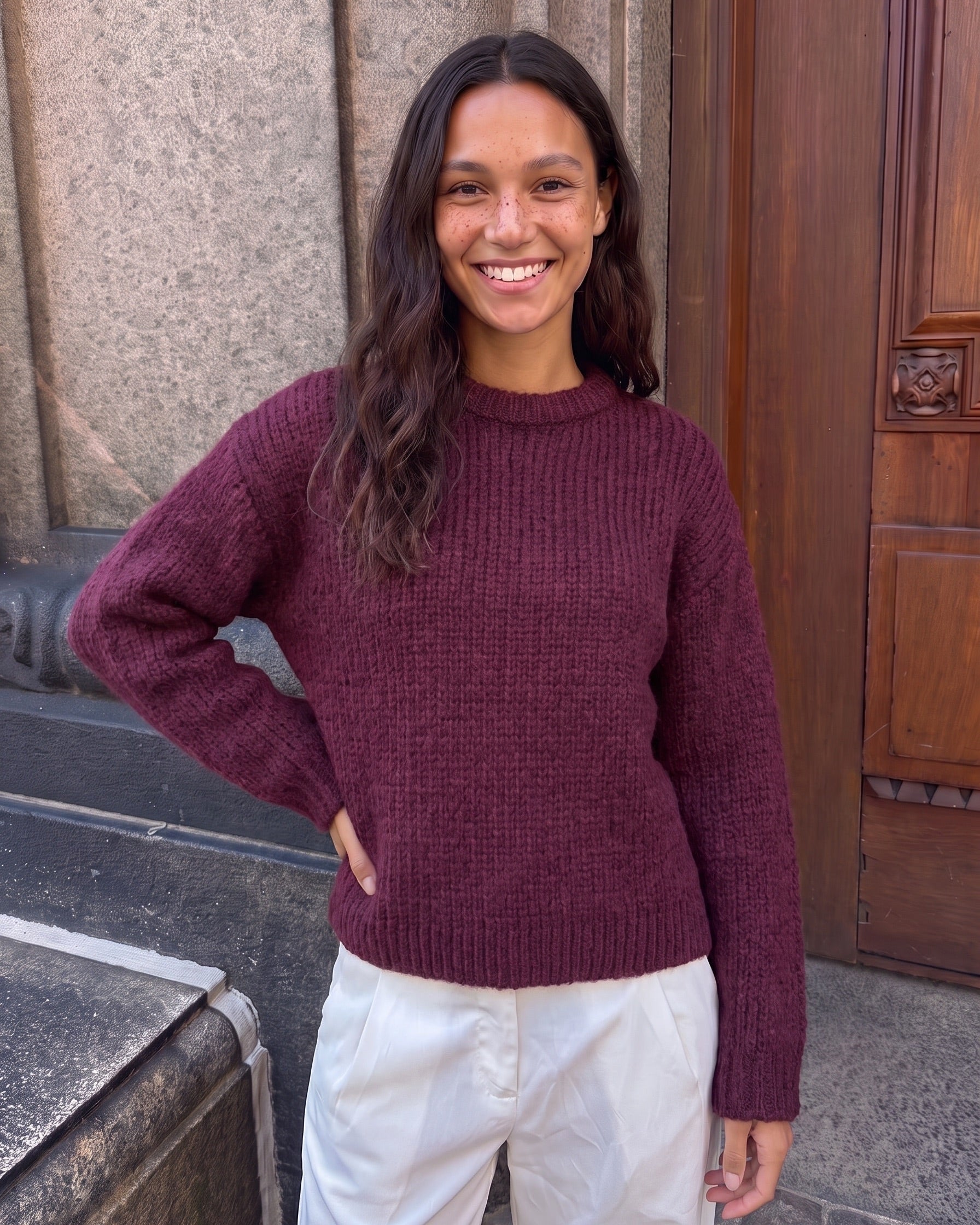 DORTHEA CHUNKY KNIT - WINETASTING MELANGE - Dinvintageshop