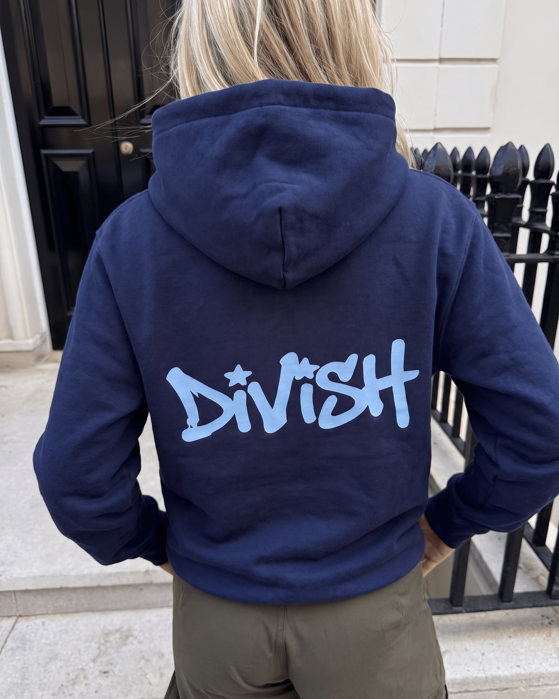 DUA HOODIE (rygprint) - NAVY - Dinvintageshop
