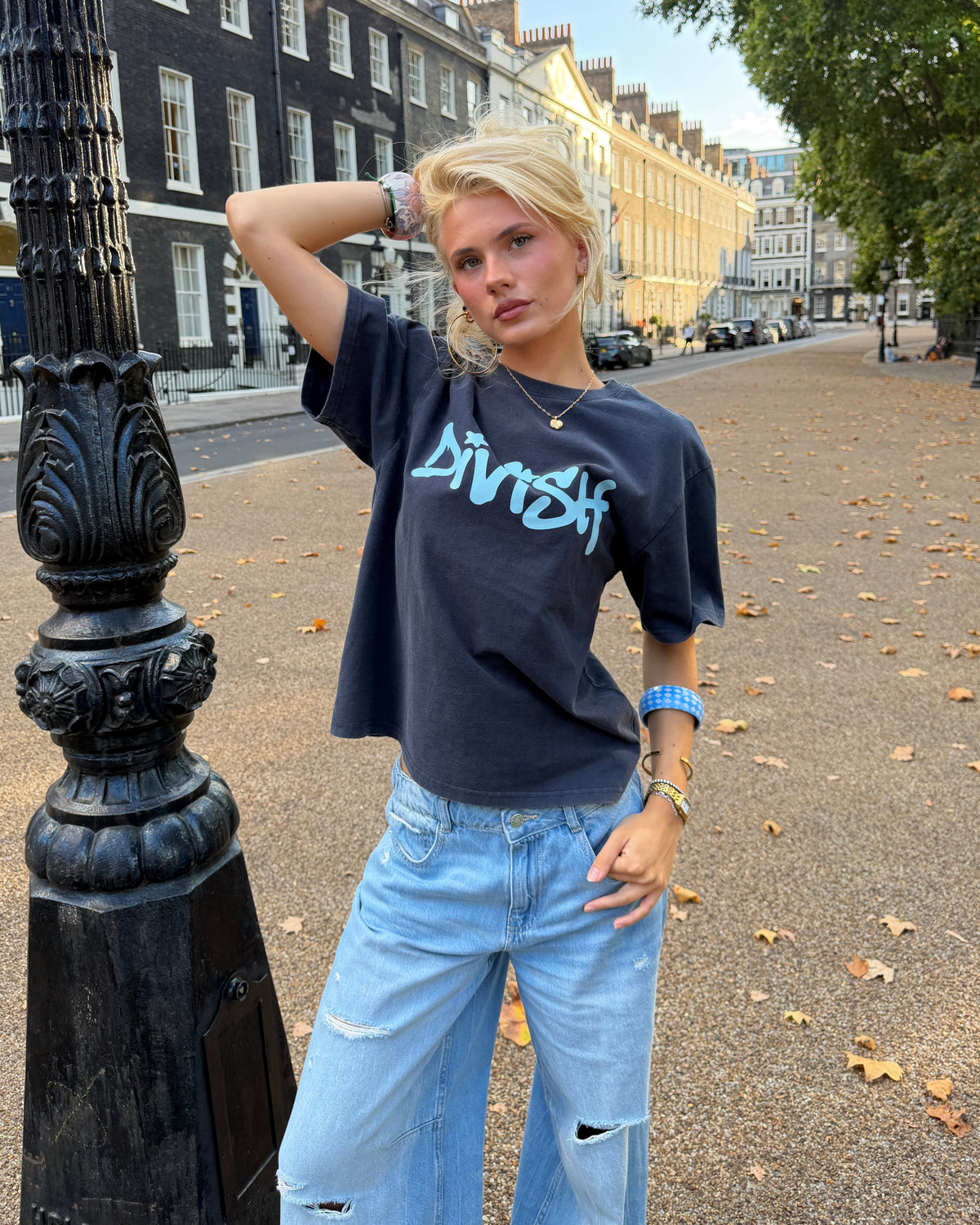 DUA TEE KORTÆRMET - NAVY - Dinvintageshop